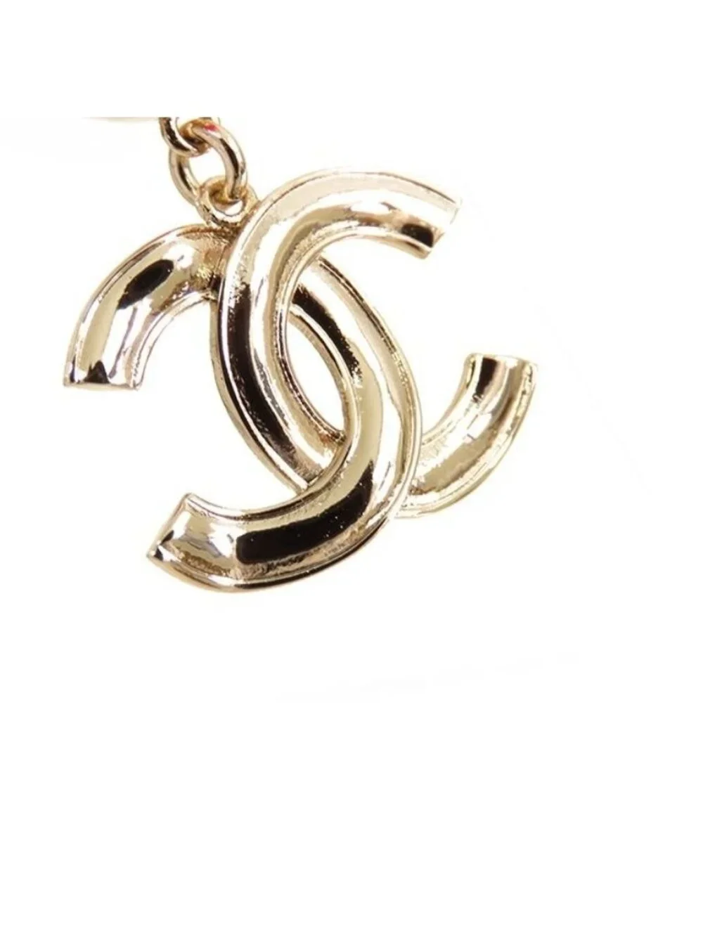 Chanel Earrings Gold Red Metal CC Logo